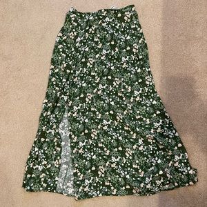 NWOT Reformation Green Floral Skirt w Slit 0
